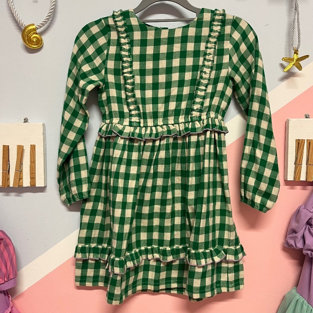 Hello Simone Kids Dress Green Checkered